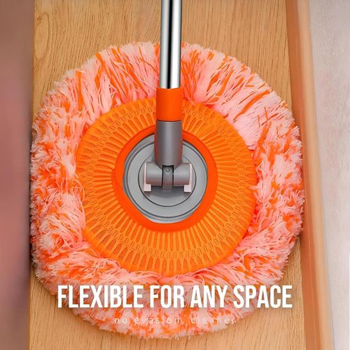 مممسحة دوارة كاملة بزاوية 360 درجة مع وسادة ميكروفايبر عالية الكثافة ومقبض مرن قابل للتمديد - تصميم عصري لعام 2025 لتنظيف فعال وشامل (1.5 متر)