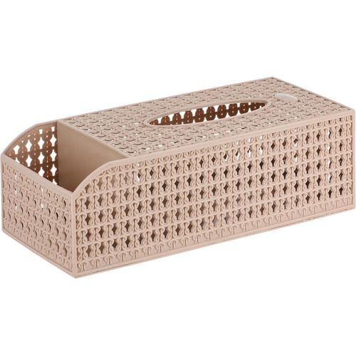 Beige Rectangular Plastic Facial Tissue Holder
