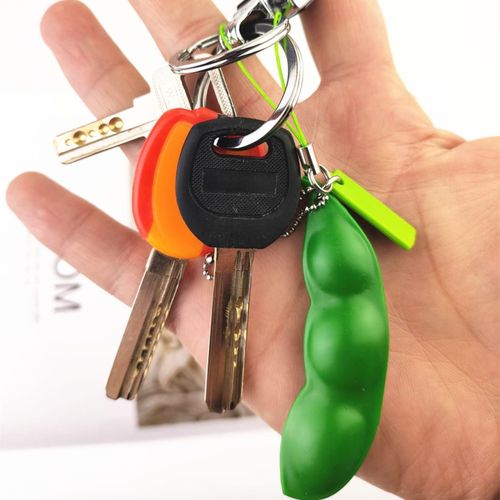 12 Pieces Fidget Bean Toy Bean Fidget Keychain Soybean Stress Relieving Keychain Relieving stress relief toy