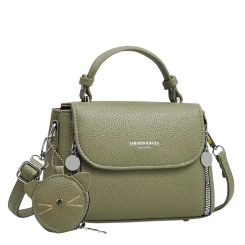 Stylish women's handbag made of premium leather with a shoulder strap -dark green