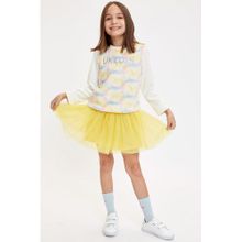 Girl Yellow Regular Fit Knitted Skirt