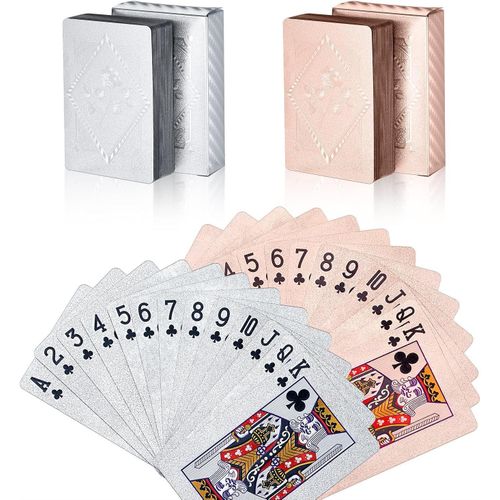 Waterproof game cards, plastic cards, card boxes, regal poker cards (pink gold)