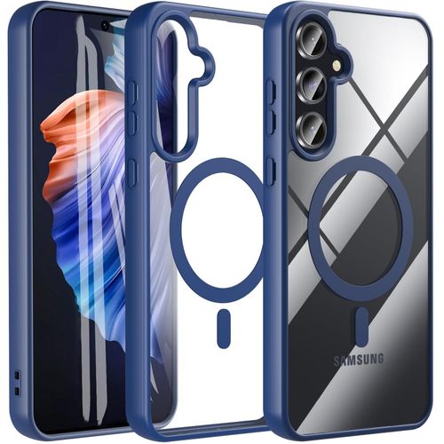 Magnetic Case for Samsung Galaxy A54 5G (Compatible with MagSafe) (Shockproof Military Grade), Transparent Back Slim Bumper Cover Phone Case - Blue