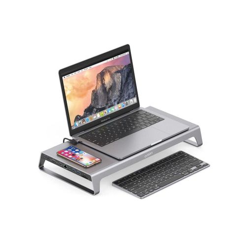 onten USB C 11 In 1 HUB Multi Function Dock Station - Wireless Charging - USB 3.0 X2 + USB-C X2 + TF/SD X1 + HDMI/VGA + 3.5Jack + RJ45 + Type C PD