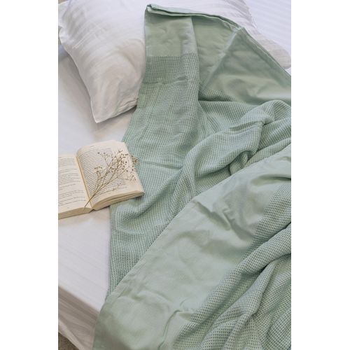 Plain Bed Cover - Knitted - Single Mint