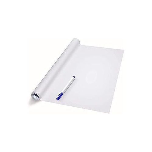 White Board Sticker with Marker Pen Reusable Extra Large Size for Wall Self Adhesive Removal use in Home Study Kids, Presentation Preparation in School and Office (White)