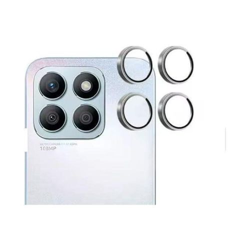 Honor X8b Mobile Camera Protector, 1 Set, Tempered Glass Layer, Hardness 9, Individual Rings, Metal Design for Camera Lens (Silver)