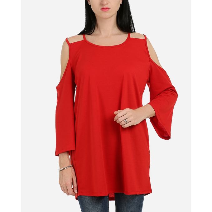 Buy Andora Solid Double Strapless Tunic- Red in Egypt