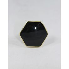 Gemstone &amp; Brass Ring - Gold &amp; Black