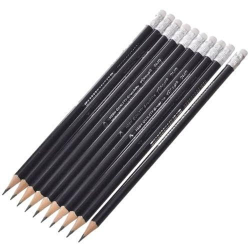 10 High-Quality Wooden Pencils with Erasers