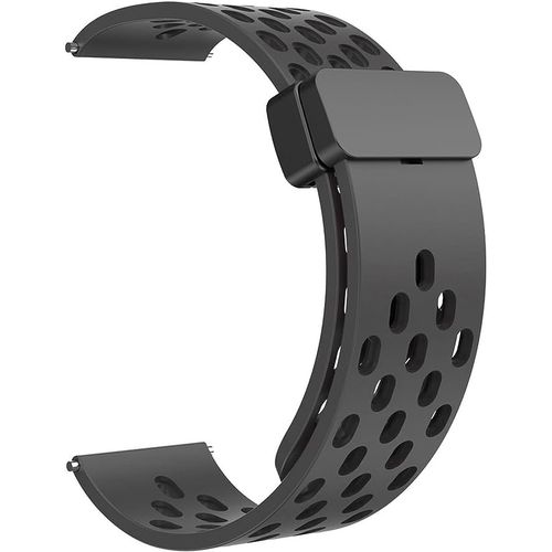 22mm Breathable Silicone Strap With Magnetic Folding Buckle For Honor Dream Watch 46mm Sport - Black