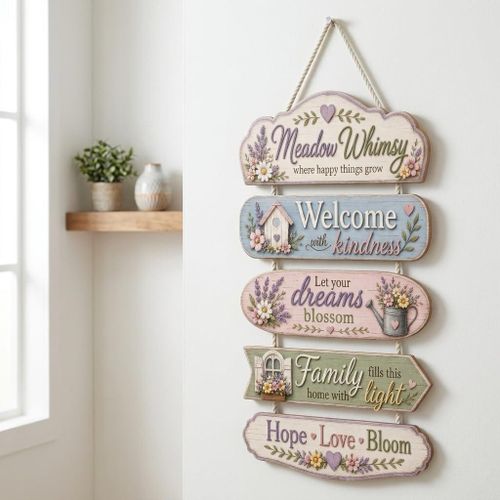 Warm House Wooden Wall Decor Hanging Rope Easy to Use for Entryway Living Room Kitchen Gift for Home Lovers
