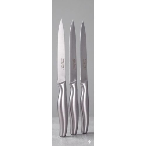 Goodbye to rust and damaged handles... 3-piece knife set, all stainless steel, ultra-sharp.