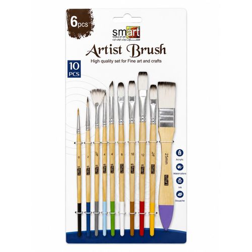 Smart Artist Brush Set 10 Pcs, Assorted Shapes & Sizes