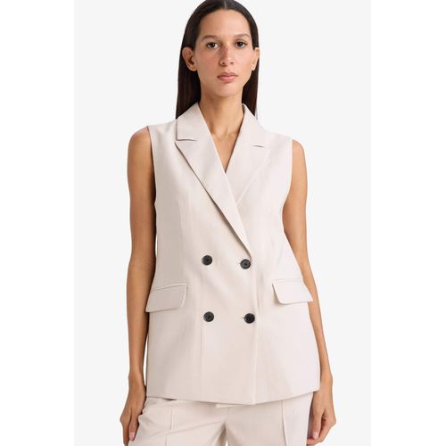 Regular Fit Jacket Collar Viscose Vest