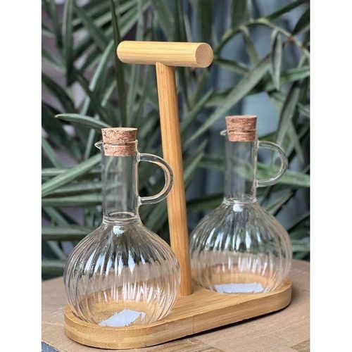 Share this product Ribbed Glass Oil and Vinegar Cruet Set