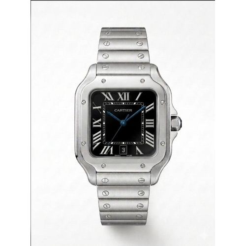 Luxury Men's Square Black Dial Watch – Stainless Steel Band, Roman Numerals, Quartz Movement, Scratch Resistant Glass