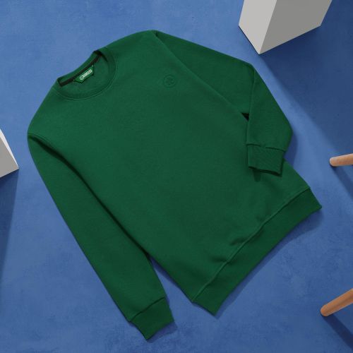 Basic Dark Olive Cotton Sweatshirt - Comfortable Casual Wear