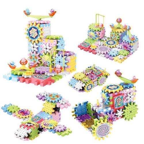 Endless Electric Building Block Playground – 83PCS DIY Gear & Block Set – Interactive STEM Toy for Kids Age 3+ – Colorful Mechanical Assembly with Rotating Gears – Educational Construction Playset
