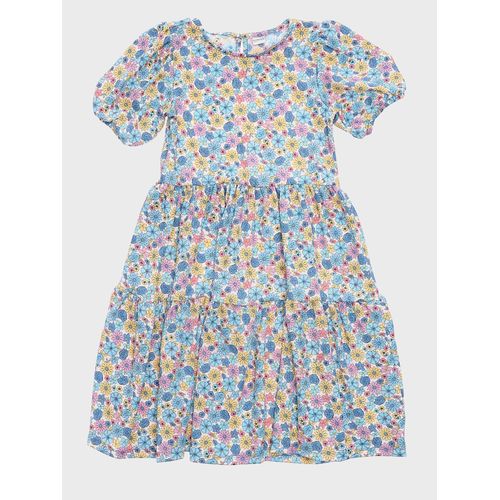 Crew Neck Floral Girls Dress