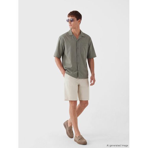 Regular Fit Linen-Look Men's Shorts