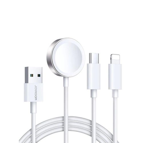 JOYROOM S-IW008 3-In-1 iP Watch Magnetic Charger+Lightning+Type-C cable (USB-A) 1.2M White