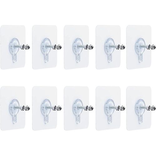 10 x Adhesive Wall Screws Hanging Nails for Hanging Adhesive Screws Wall Mounting Hooks for Kitchen, Bathroom, Bedroom, Living Room