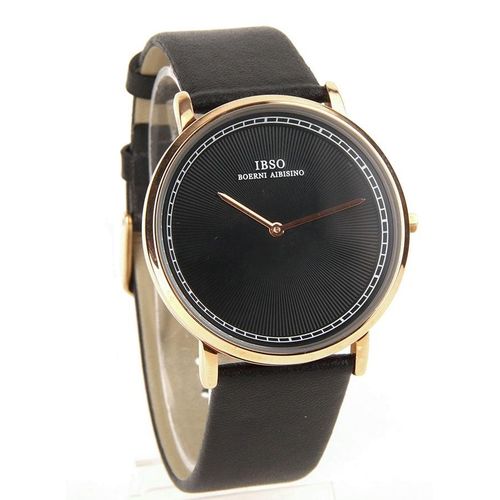 ساعة كلاسيكية للرجال - لون أسود - مادة جلدية