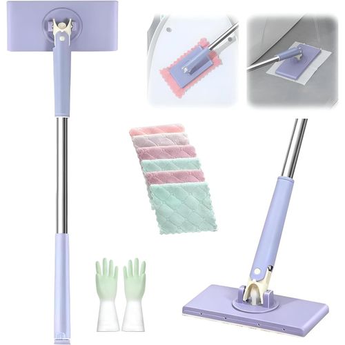 Compact Cleaning Tool - Mini Flat Mop with Replaceable Head for Single-Use Wipes on Glass, Floors, and Hard Surfaces