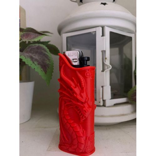 Dragon-design lighter case –red- power and luxury in your hand