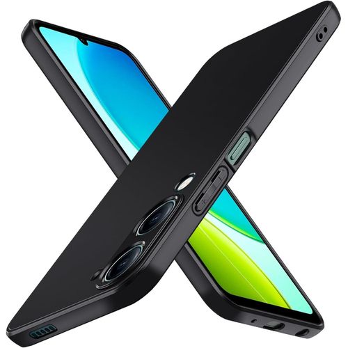 Noir Mat Coque pour Vivo Y29s 5G / Vivo Y04 avec Protection Camera, Ultra Mince de Protection en Silicone Antichoc, Souple TPU Anti-Rayures Bumper Housse
