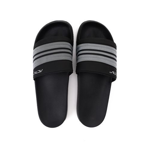 Open Toecap Slip On Comfy Slipper - Black & Grey