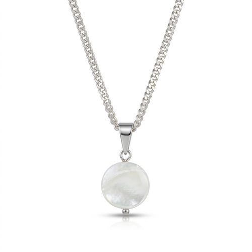 Men's Summer 925 Sterling Silver Italian Chain with Round Pearl Pendant - 10Gm