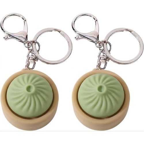 Cute Steamed Bun (Dumpling) Keychain - Kawaii Bag Charm & Key Ring (Light Green)