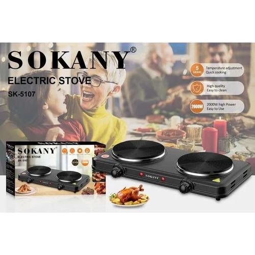 SK-5107 Electric Hot Plate 2 Plate 2000 Watt Black