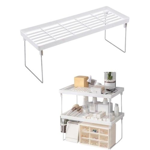 Happy Home Multipurpose Stackable Desktop Shelf Organizer, Kitchen Spice Rack, Adjustable Desktop Display Shelf, Tabletop Bookshelf, School, Office, College Dorm Organization 14 x 38 x 17 cm