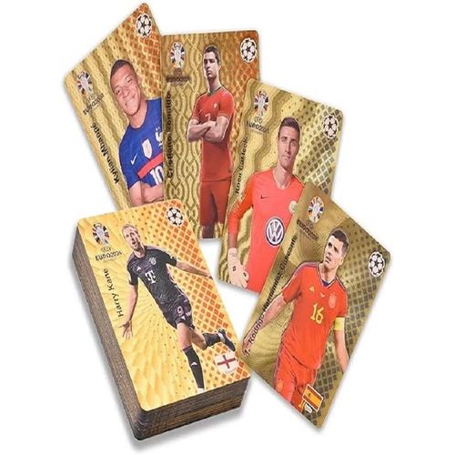 55 Pcs Football Cards, UEFA Champions League Football Trading Card, Soccer Champions,Premier League, Soccer Star Collection Card,Not Original (Gold- Euro 2024)