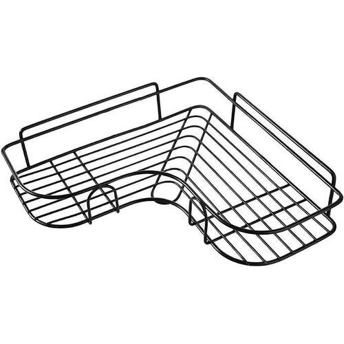 Iron Wire Hanger - Sturdy Corner Hook for Efficient Storage of Office Partitions and Triangular Baskets in Kitchen & Bathroom Spaces black
