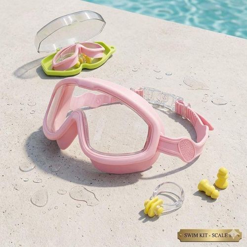 Premium Kids Swimming Goggles Set with Protective Case – Anti-Fog & Waterproof Swim Goggles Including Earplugs and Nose Clip for Comfortable Underwater Vision