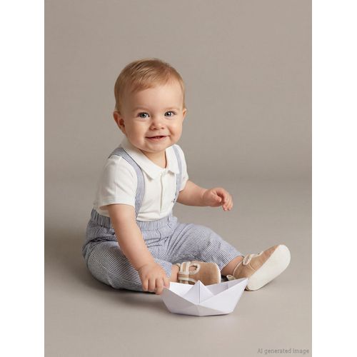 Polo Collar Baby Boy T-Shirt And Suspender Pants Set