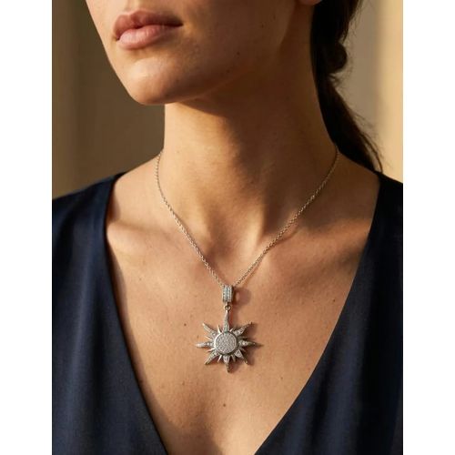 Sunburst Pendant Necklace Stainless Steel - Silver