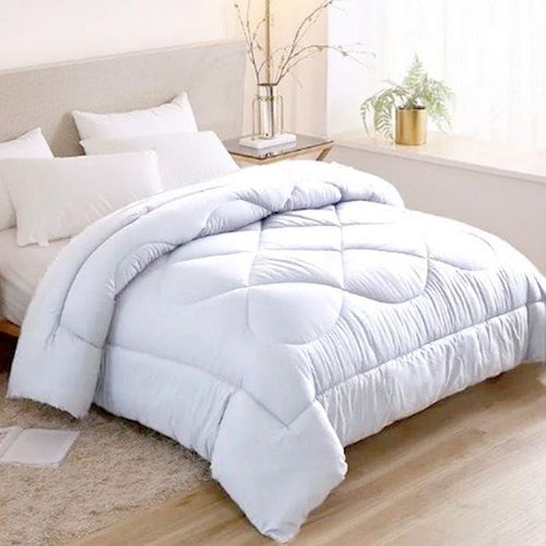 Winter fiber duvet, Queen size 180 x 230 cm with two pillowcases 50 x 70 cm - soft and warm for everyday use (white)