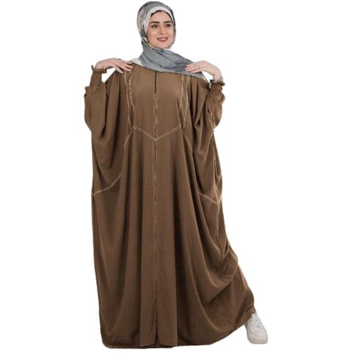 COFEE - Women's Wide Flared Modest Abaya with Long Sleeves in COFEE