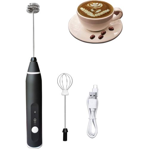 USB Rechargeable Milk Frother Handheld Multi-functional Electric Foam Maker with 2 Stainless Whisks,3-Speed Adjustable Mini Milk Foamer for Blending Bulletproof Coffee, Latte, Cappuccino Hot Chocolate