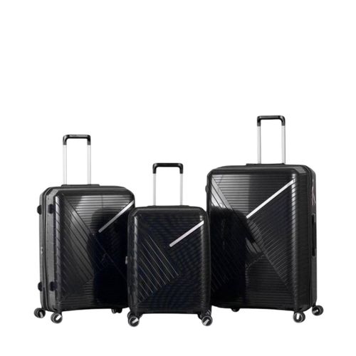 3-Piece Luggage Set in Unbreakable Polypropylene, Black