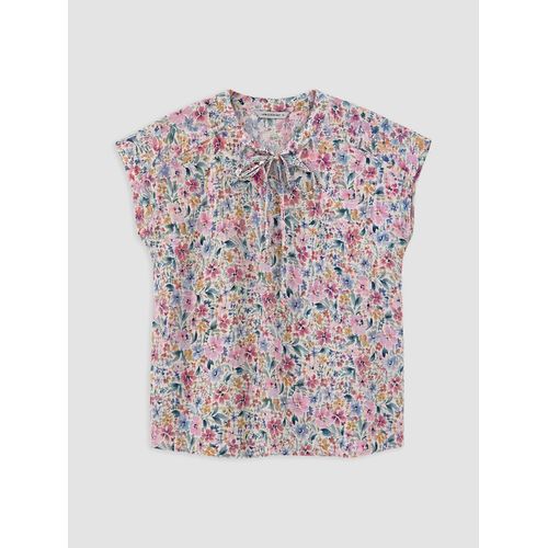 Tie Neck Floral Blouse