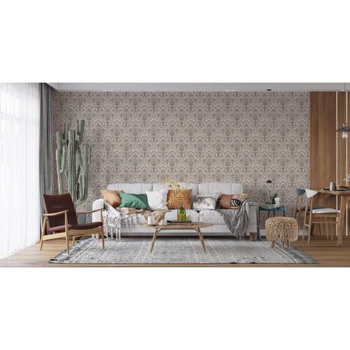 Beige Vintage Pattern Fabric Wallpaper Cover