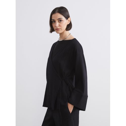 Double Breasted Textured Women's Kimono