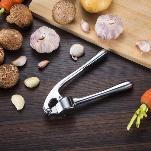 Premium Stainless Steel Garlic Press – Strong, Easy Press, Rust Resistant, Ergonomic Design Gives You Easy to Use