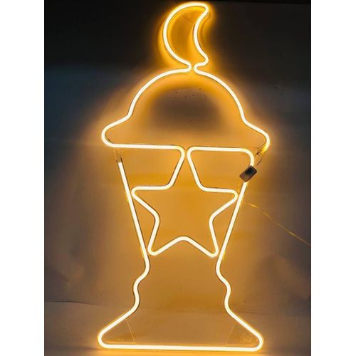 Ramadan Characters Lighting Set, LED Lantern, White Plastic Light with Wire, Light Bulb with Plug. Size: 35 * 71CM